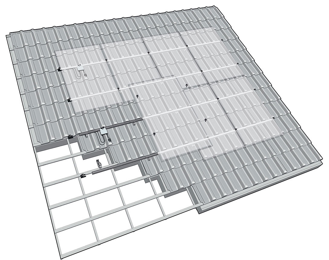 Комплект креплений для 8 солнечных панелей на крышу из натуральной черепицы.