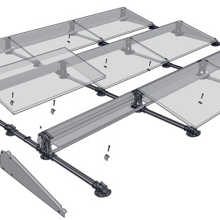Комплект креплений для 4 однонаправленных солнечных панелей к плоской крыше.